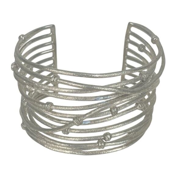 RIVKA Knotted Mina White Rhodium Cuff Bracelet - $229. - Picture 5 of 16